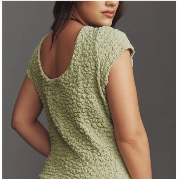 Mauve Anthropologie Green Socialite Popcorn Tee - Picture 5 of 7